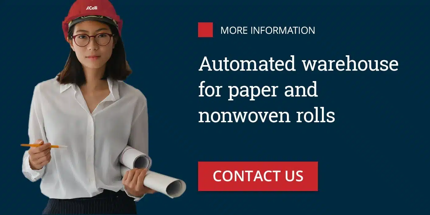 Automated warehouse for paper and nonwoven rolls
